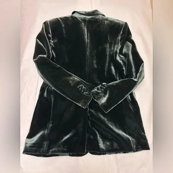 Banana Republic Green Velvet Blazer - Alyse Relaxed Velvet Blazer - Size 12 - Picture 2 of 10